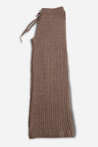 Solid Color Cable Knit Wide-Leg Lounge Pants W/ Drawstring