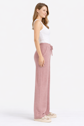 Solid Color Wide-Leg Lounge Pants W/ Drawstring & Pockets