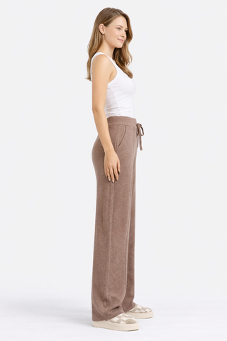 Solid Color Wide-Leg Lounge Pants W/ Drawstring & Pockets
