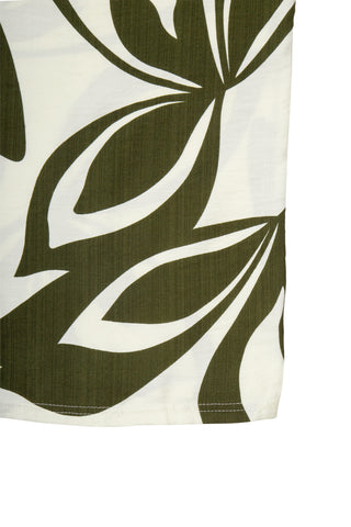 Leaves Pattern Wide-Leg Pants W/ Tie-Knot String & Pockets