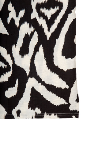 Abstract Pattern Wide-Leg Pants W/ Tie-Knot String & Pockets