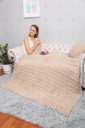 Soldi Color Braided Cable Knit Luxury Soft Throw Blanket