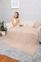 Soldi Color Braided Cable Knit Luxury Soft Throw Blanket