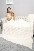Soldi Color Braided Cable Knit Luxury Soft Throw Blanket